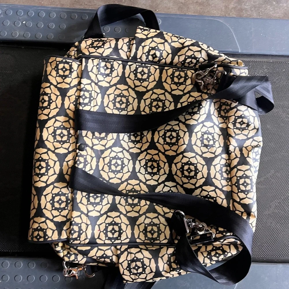 Patterned Black and Gold Women's backpack Bag
